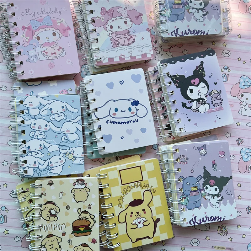 Sanrio Cinnamoroll Notebook Anime Figure Kuromi My Melody Pompompurin Notepad Cartoon Kawaii A7 Coil Book Learning Supplies