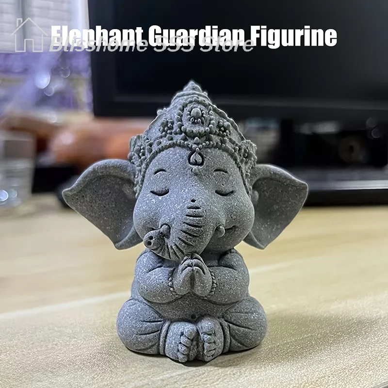 【S】1pc Elephant Statue With Hands Clasped In Prayer Position, A Guardian Elephant Statue, For Home Decoration. high quality