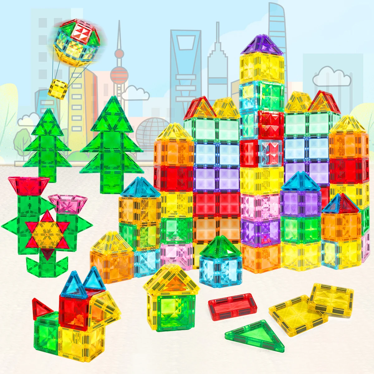 36/56/86 قطعة اللبنات المغناطيسية البناء مجموعة ألعاب ثلاثية الأبعاد لمدة 3 + سنوات أطفال مونتيسوري التعليمية الجذعية ألعاب مكعبات البناء