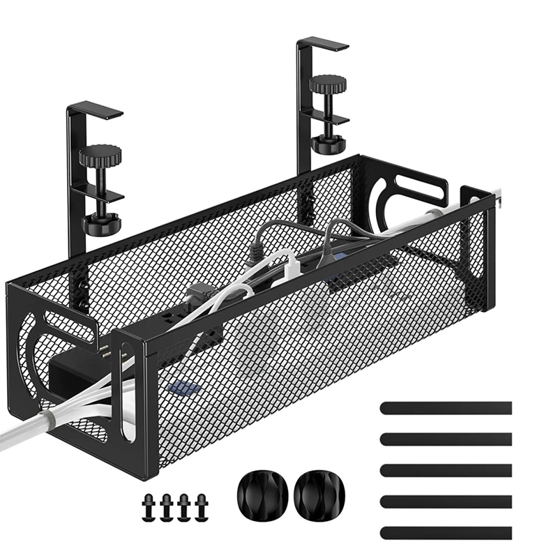 Ultimative Schreibtischkabel-Verwaltung, Kabel-Organizer-Fach unter dem Schreibtisch und Kabel-Management-Box, verbesserte Schreibtisch-Organisation