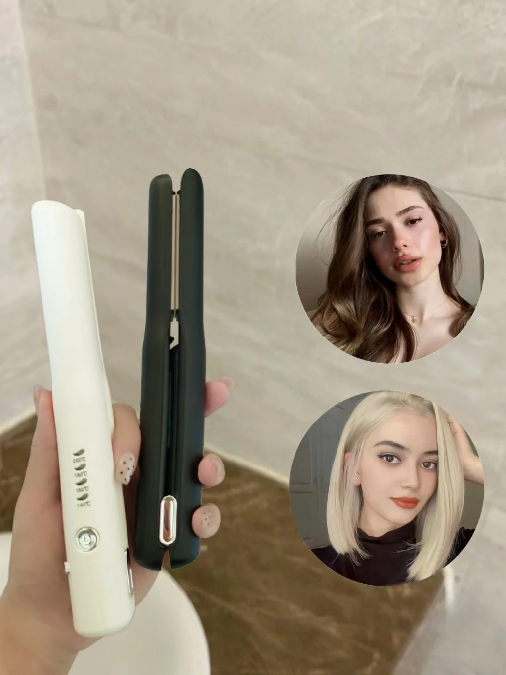 Women Beauty Gift Wireless Mini Negative Ion Hair Straightener USB Charging Flat Iron Fast Heating Anti‑Scald 4‑Step Temperature