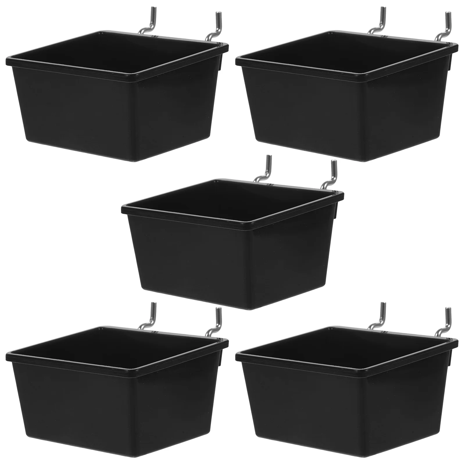 5 Pcs Parts Storage Box Peg Board Tool Bins Cup Pegboard Shop Abs Wall Organiser Office Black