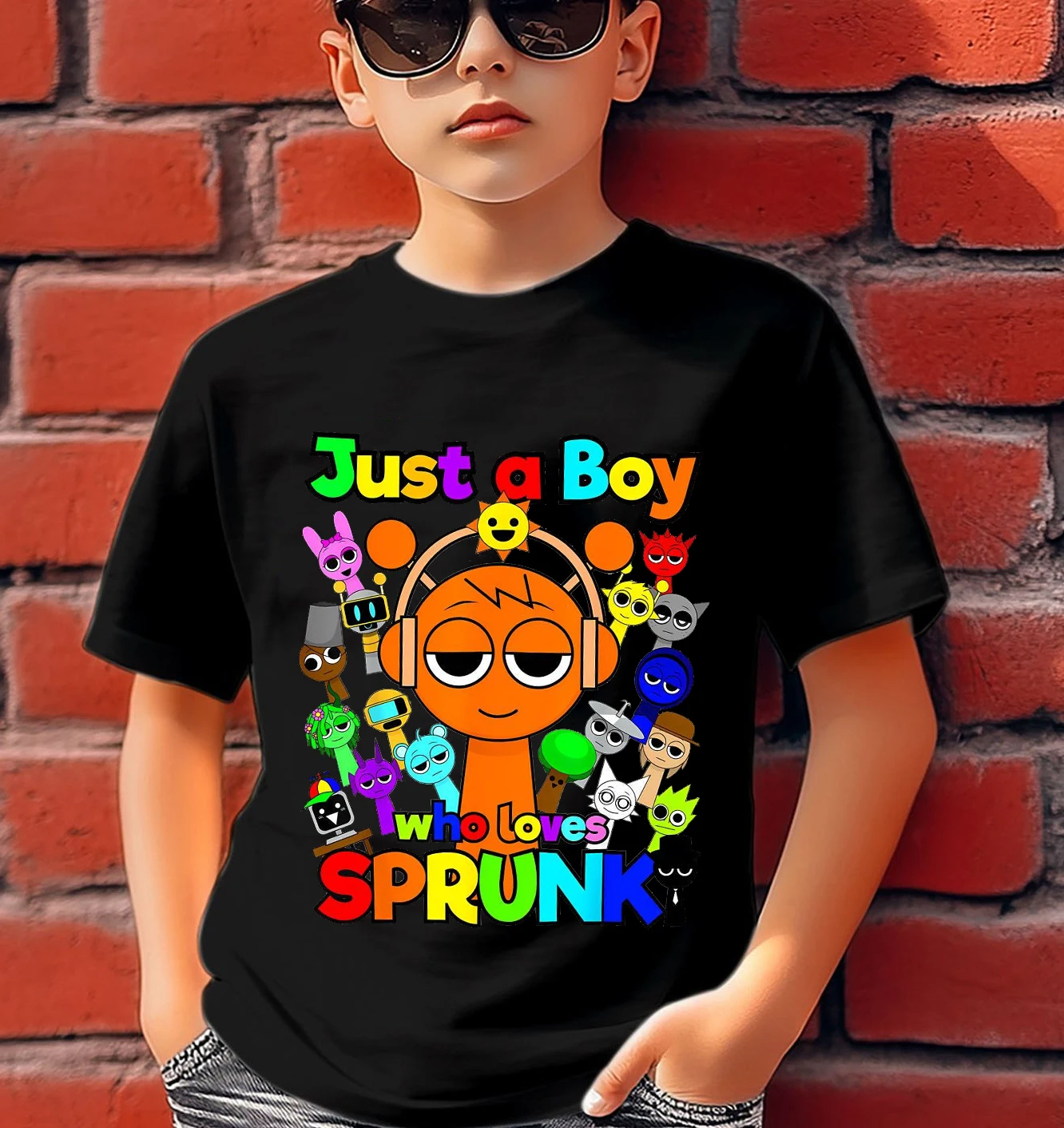 Anime Sprunki Incredibox Game Children T-shirts Kids Cartoon Sprunki Short Sleeve Tops Tees Funny Sprunki Boys Girls T-Shirts