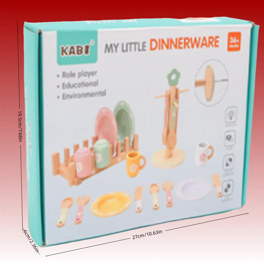 Wooden Pretend Play Kitchen Set - Toddler Cooking Toys & Tableware for Little Chefs, Educational Toys and gifts