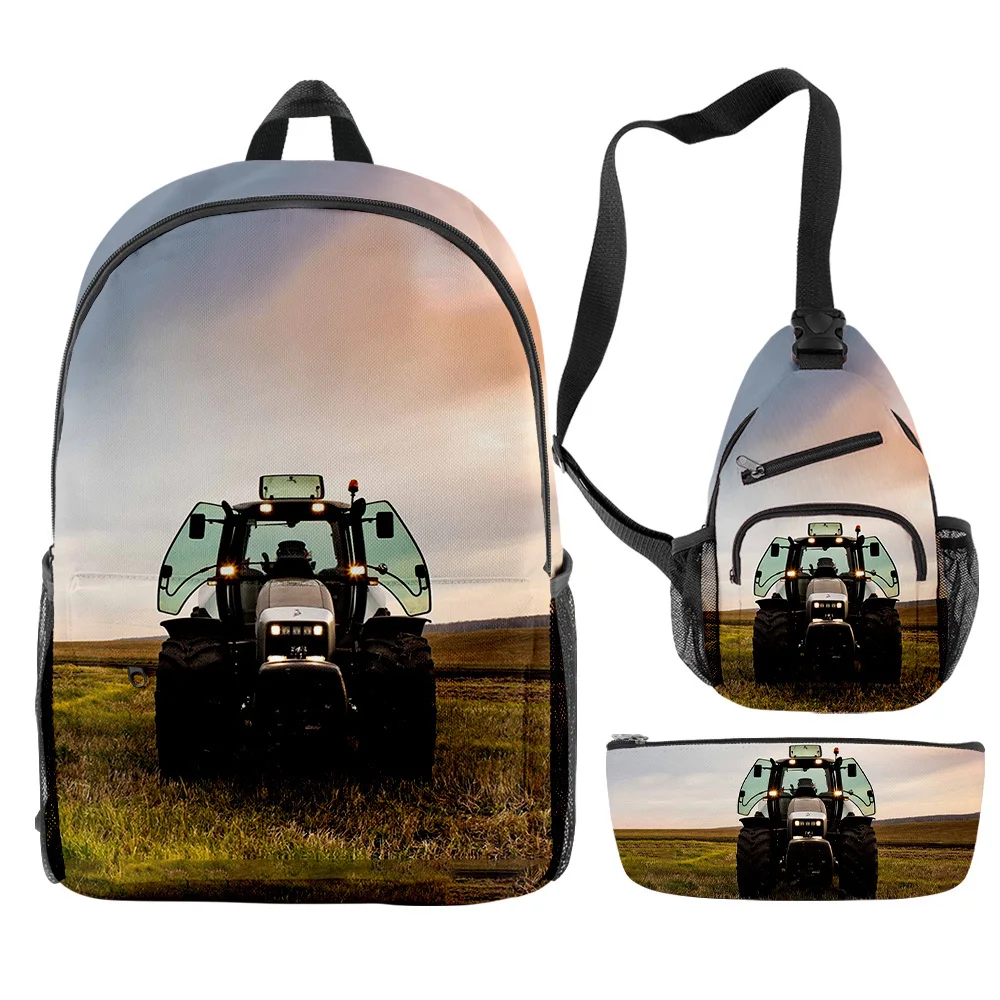 

Hip Hop Popular Funny Novelty Tractor Pattern 3D Print 3pcs/Set pupil School Bags Travel Laptop Backpack Chest Bag Pencil Case