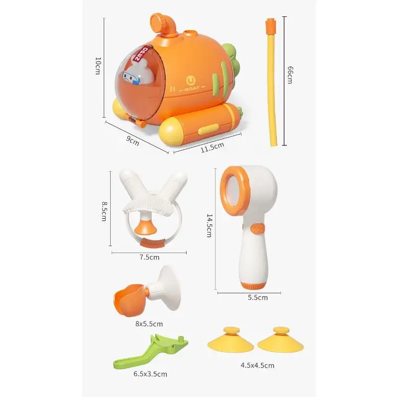 Baby Electric Submarine Bath Toy Water Spray Interactive Play for Kids Bathtub with Rotating Shower Sucker