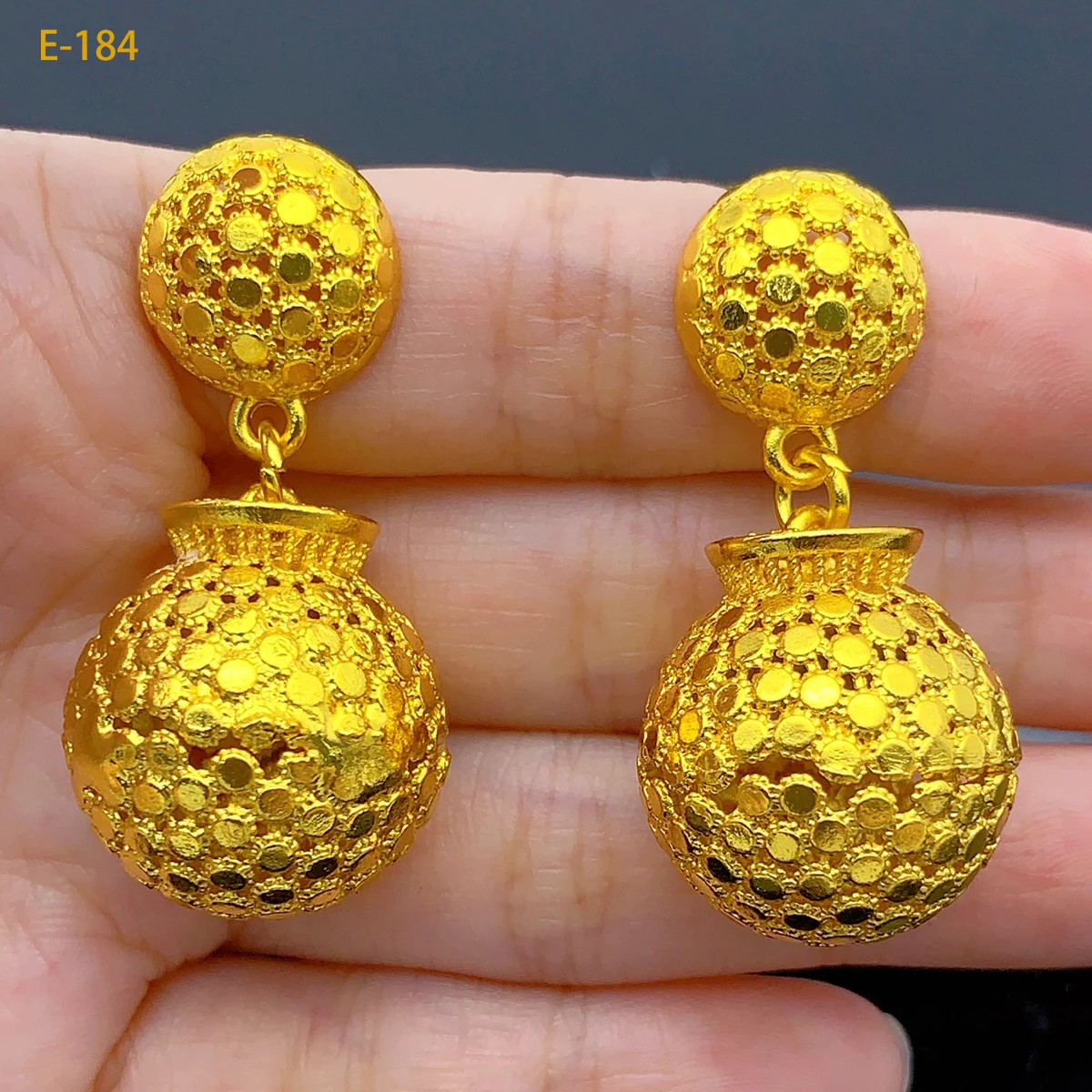 Indian Ball Earrings For Women Trend Ethnic Turkish 24k Gold Plated Big Dubai Hanging Earring Banquet Jewelry Gift view 3