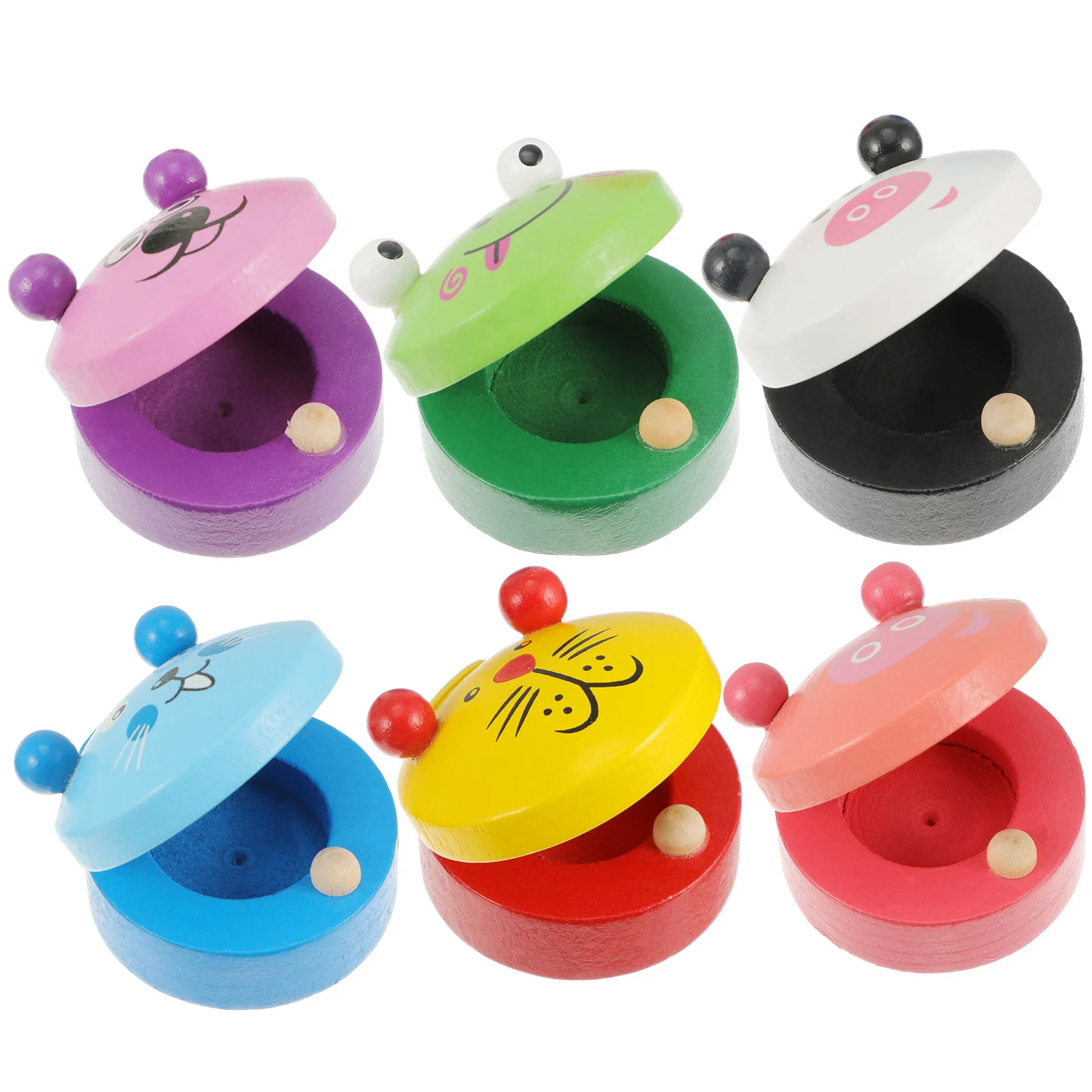 6 Pcs Wooden Castanets Cartoon Musical Instrument Educational Early Toy Percussion Puzzles Animal Toddler Child Baby Toys