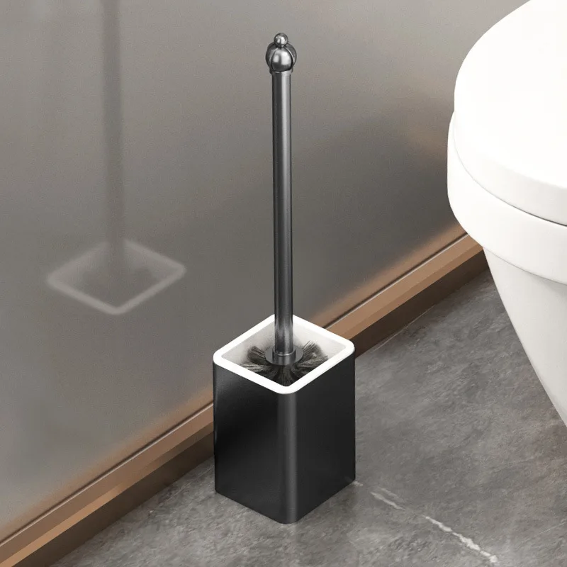 Luxury Square Toilet Brush Aluminum Wall Hanging Toilet Brush Household Simple Bathroom Accessories Cleaning Utensils