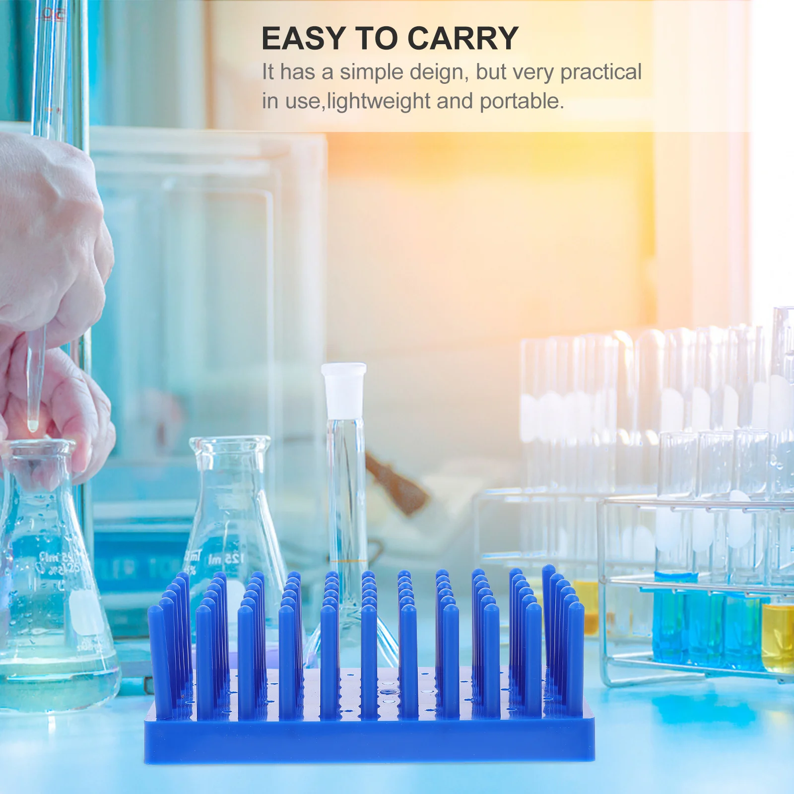 Test Tube Drying Drain Rack Blue Test Tube Rack Test Tube Stand Plastic Chemistry Tray Science Hole Drainer Plate Holes Baby