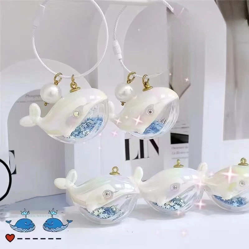 Cute Whale Dolphin Keychain Blue Marine Animal Doll Kawaii Keyring