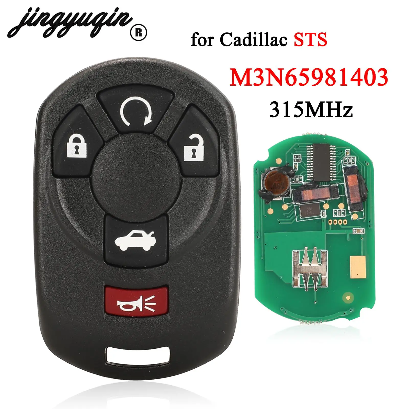 jingyuqin M3N65981403 Remote key Keyless Entry 315MHz For Cadillac STS 2005 2006 2007 Fob Smatt Car key 5 Buttons KeylessGo