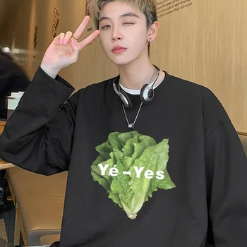 Y2k 여성용 긴팔 티셔츠, 오버사이즈 로메인 상추, 재미있는 스트리트웨어 의류, Kpop 유니섹스 Y2k 티, O넥 상의, 패션 