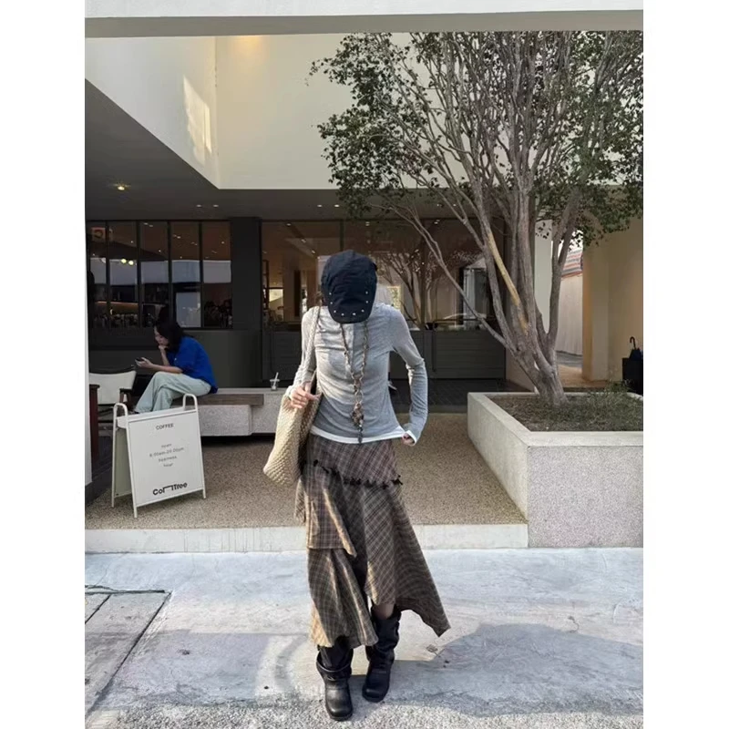 

Длинная юбка в клетку Sweet Senior Sichun: модная ретро-модель для женщин на осень-зиму