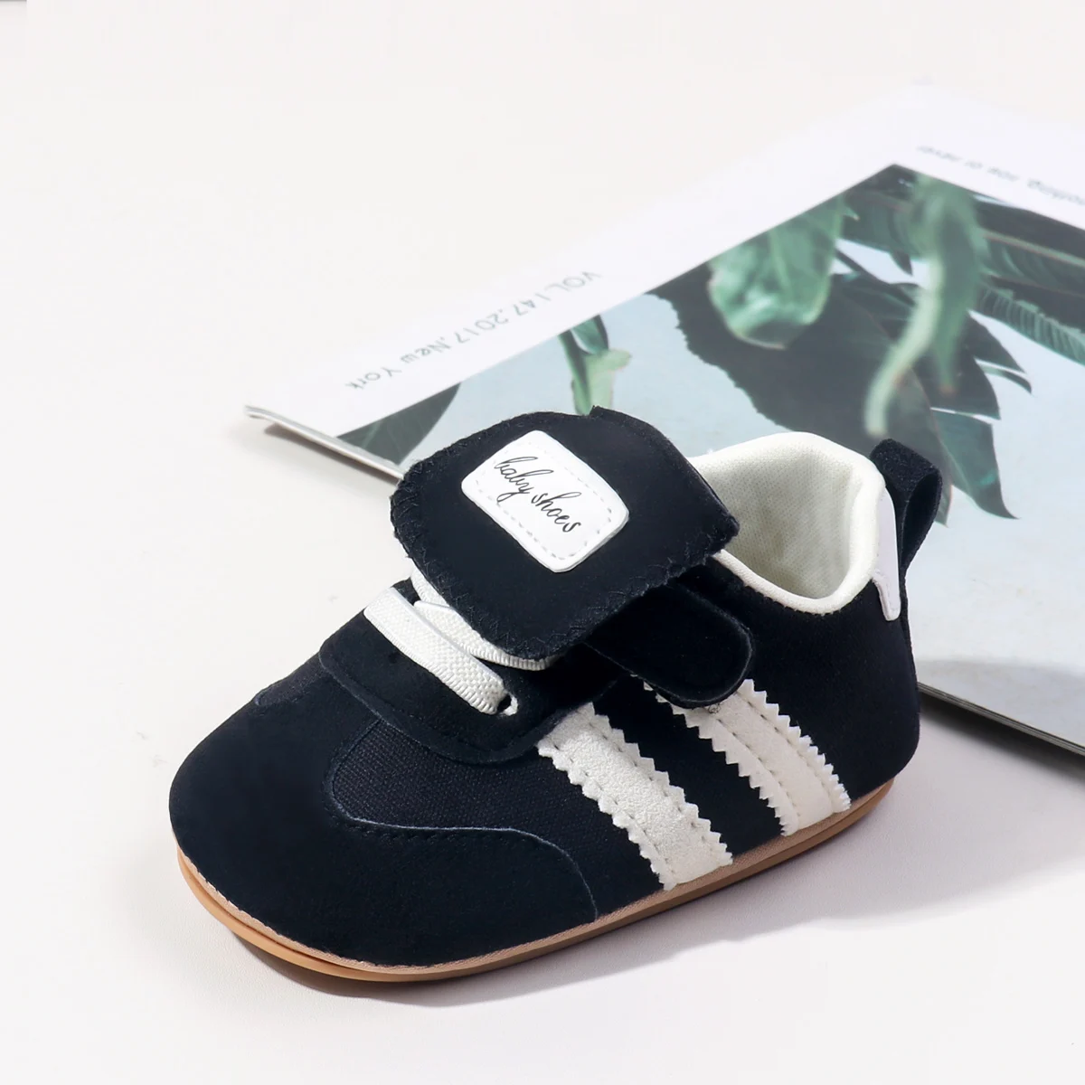 2025 Spring and Autumn Baby Girls Boys Casual Sneakers TPR Sole PU Leather Hook & Loop Newborn Toddler Shoes First Walkers