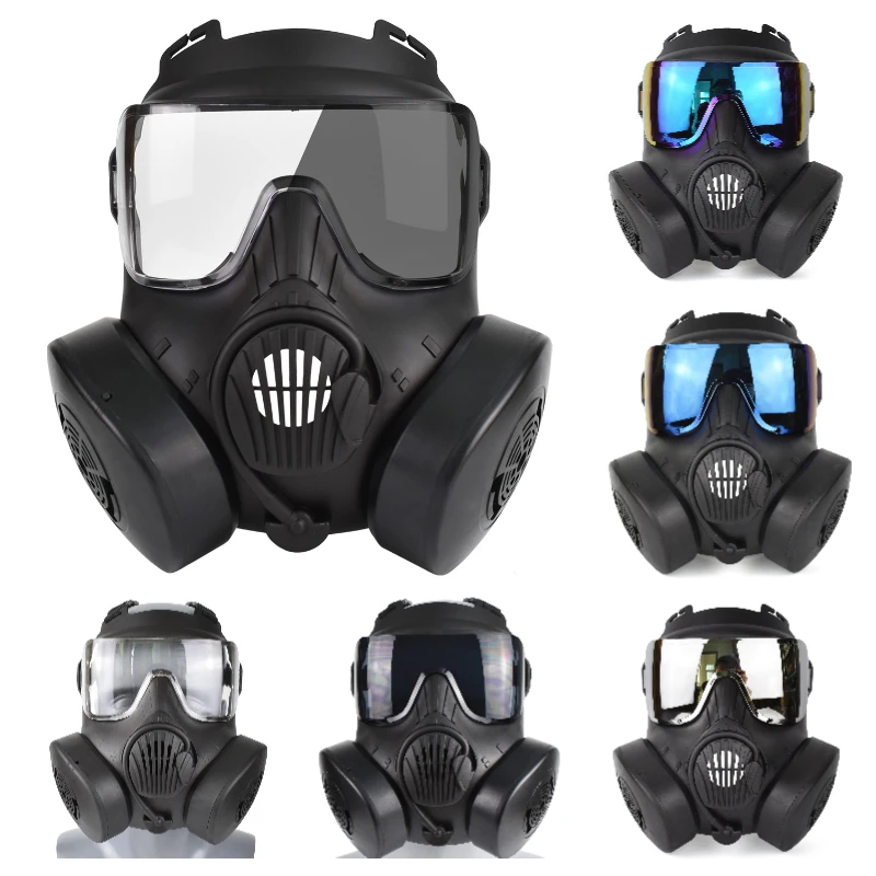 zlangsports Maschera integrale tattica Paintball Airsoft che cambia colore con doppi ventole Maschere protettive CS Cosplay