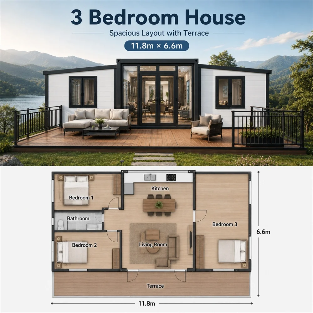 Dual-Wing Design Breathable Steel Portable Prefab Houses Expandable Container House With Toilet Bathroom Kitchen