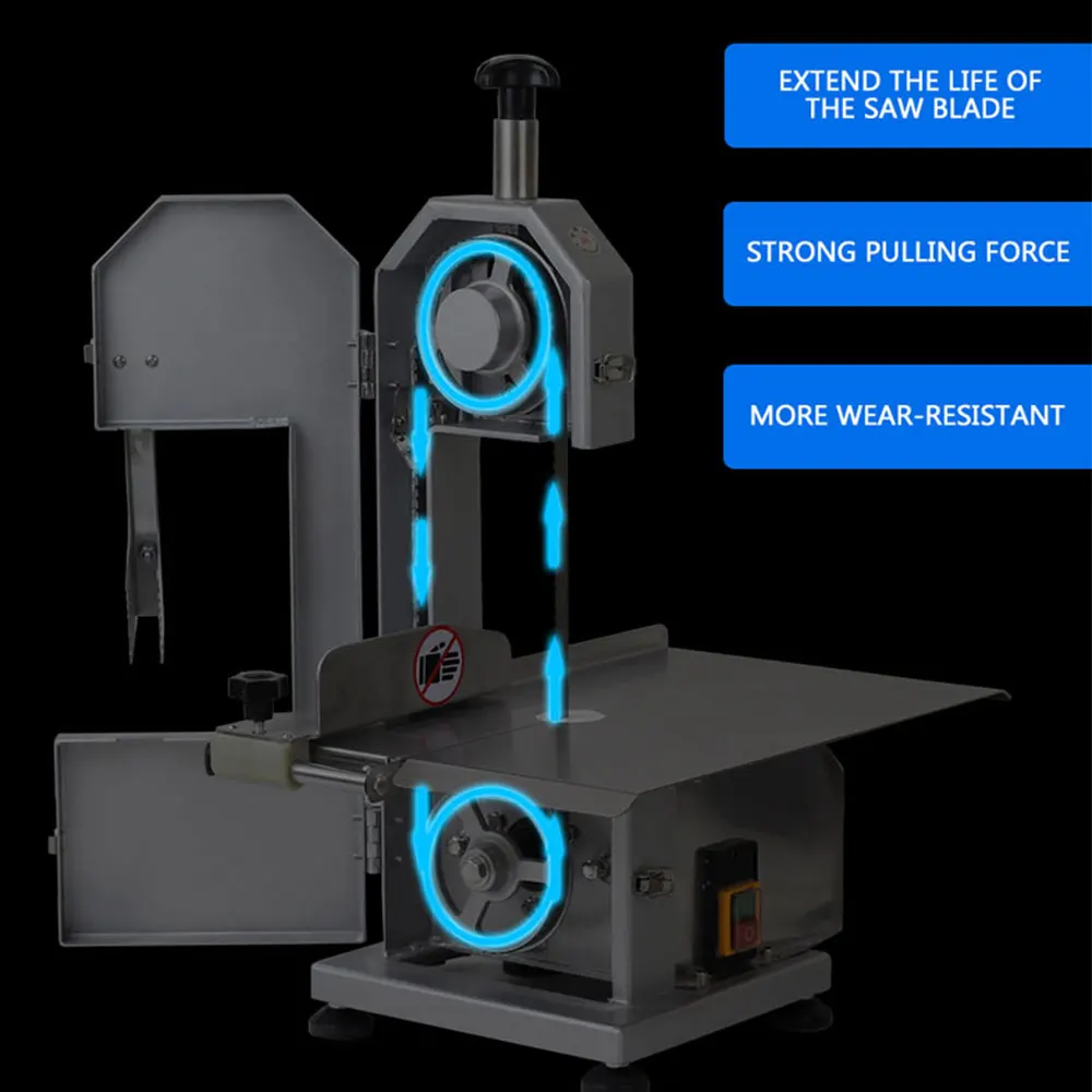 ماكينة نشر العظام الكهربائية التجارية لسطح المكتب، شفرة قطع عظام اللحوم المجمدة، أضلاع تروتر، لحم الأسماك، ماكينة منشار لحم البقر