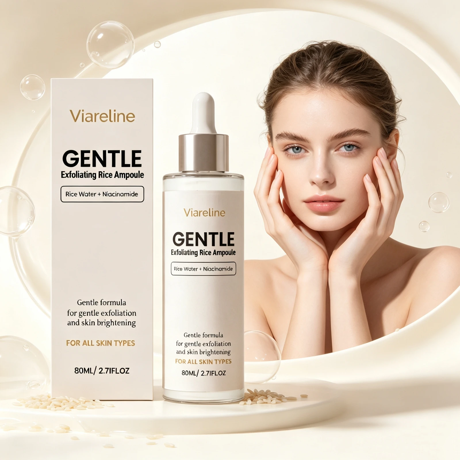 Rice Exfoliating Ampoule For Gentle Exfoliation All Skin Types Pore Smoothing Daily Skin Glow Care Niacinamide Brightening Serum