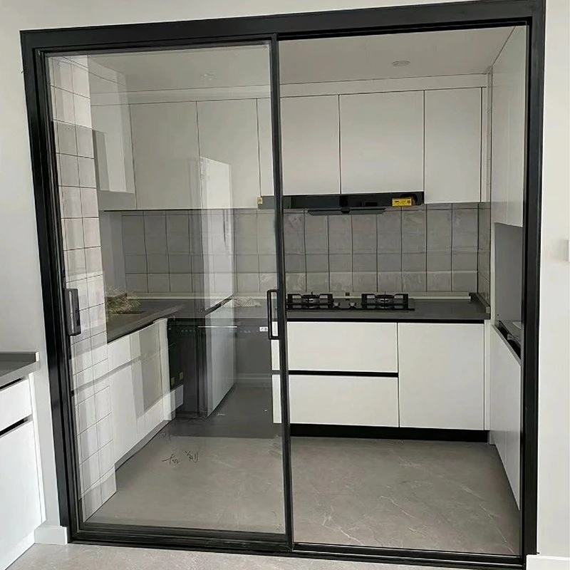 Kitchen sliding doors, interior , living room doors, study partition doors, extremely narrow triple linkage glass sliding d