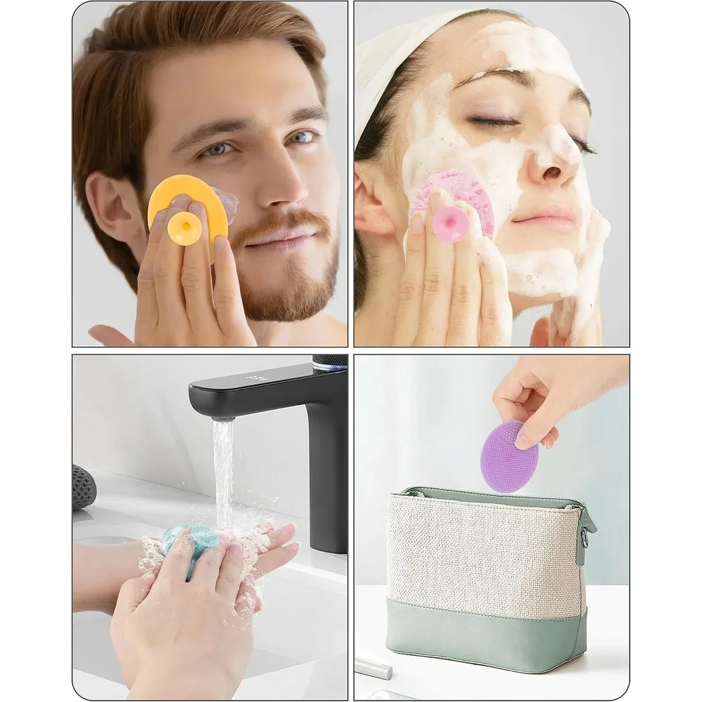 Suction Cup Silicone Facial Cleansing Brush, Soft Baby Hair Washing Brush for Kids Scalp & Face Cleaning, 3 Pcs, Random Color