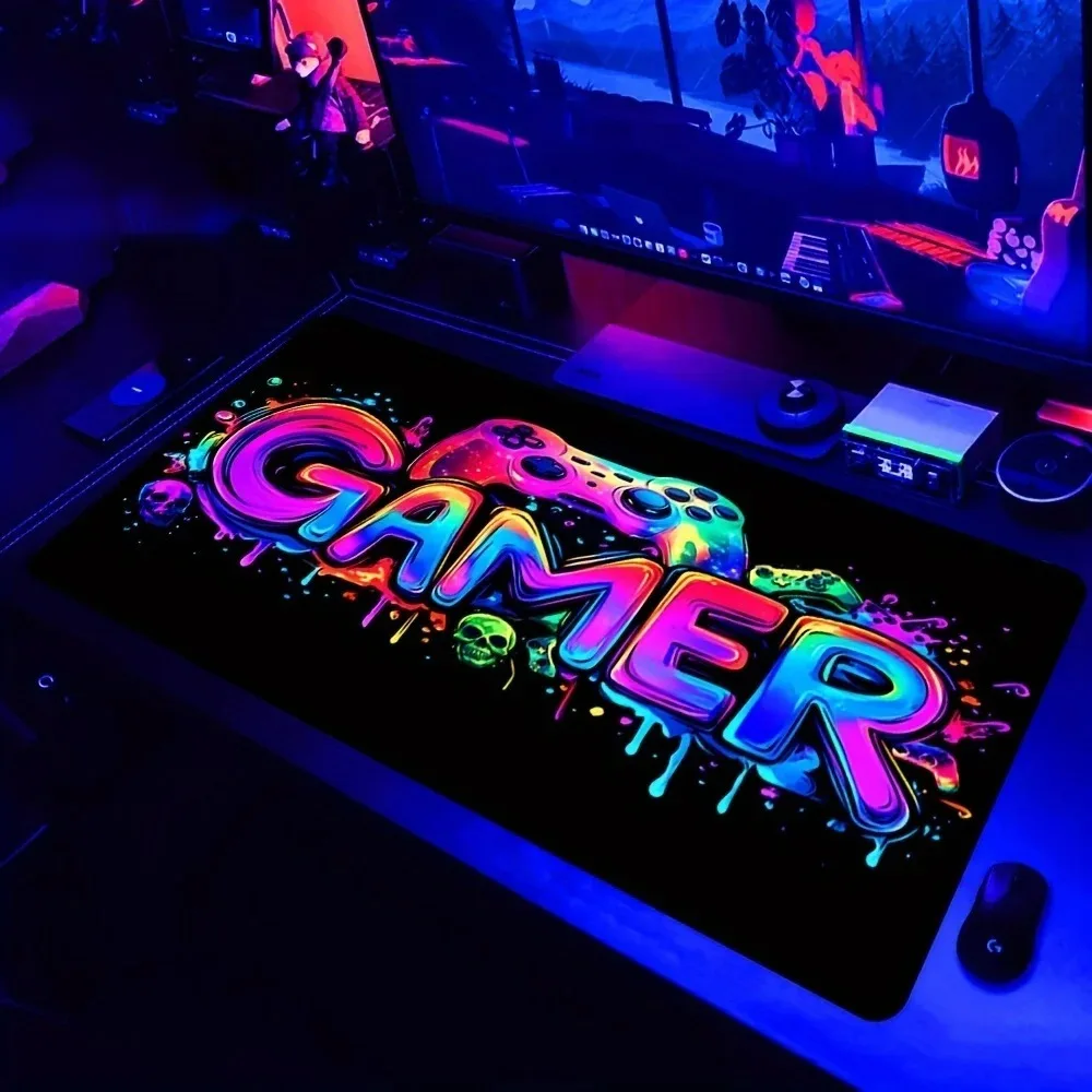 Gamepad Pattern Large Gaming Mouse Pad XXL Non-Slip Rubber Base Desk Mat for Keyboard Office Laptop Home