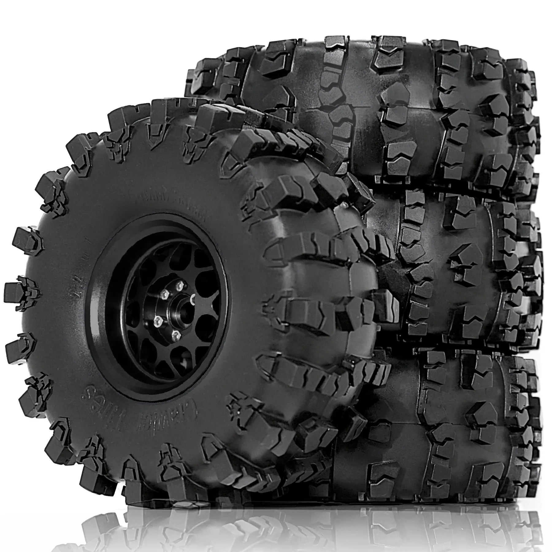 4 pezzi RC 2.2 Beadlock Cerchioni e pneumatici cingolati in gomma per 1/10 RC Crawler Axial SCX10 RBX10 Wraith 90048 90018 Traxxas TRX4