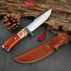 New resin mahogany handle outdoor jungle straight knife,  EDC portable multifunctional  knife