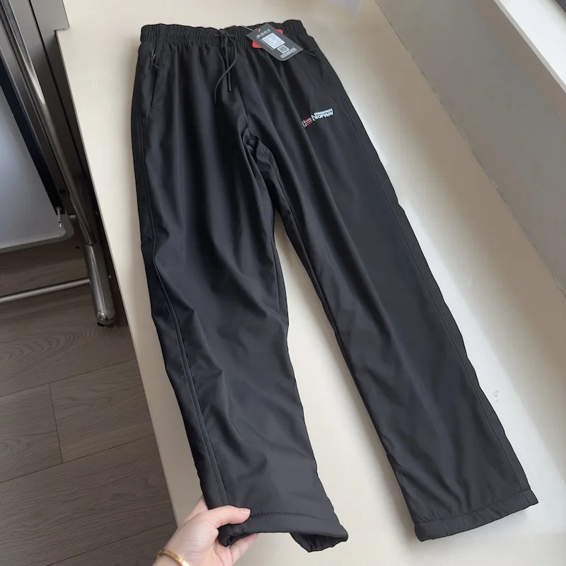 The Latest Cold-resistant Minus 20 Degrees Men's Elastic Waist, Windproof and Water-proof, Piled and Thickened Straight Trousers