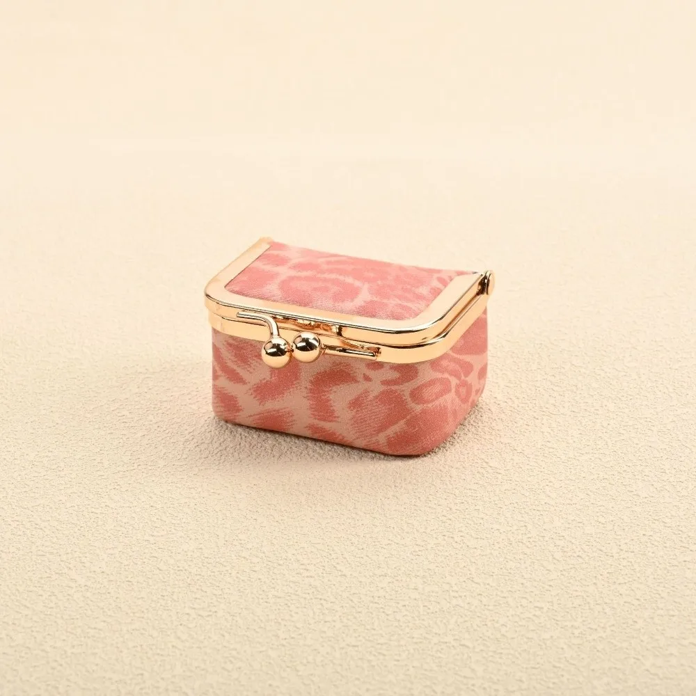 Exquisite Multi Color Mini Kiss Lock Storage Pouch Leopard Print PU Leather Mini Jewelry Box Coin Purse Women