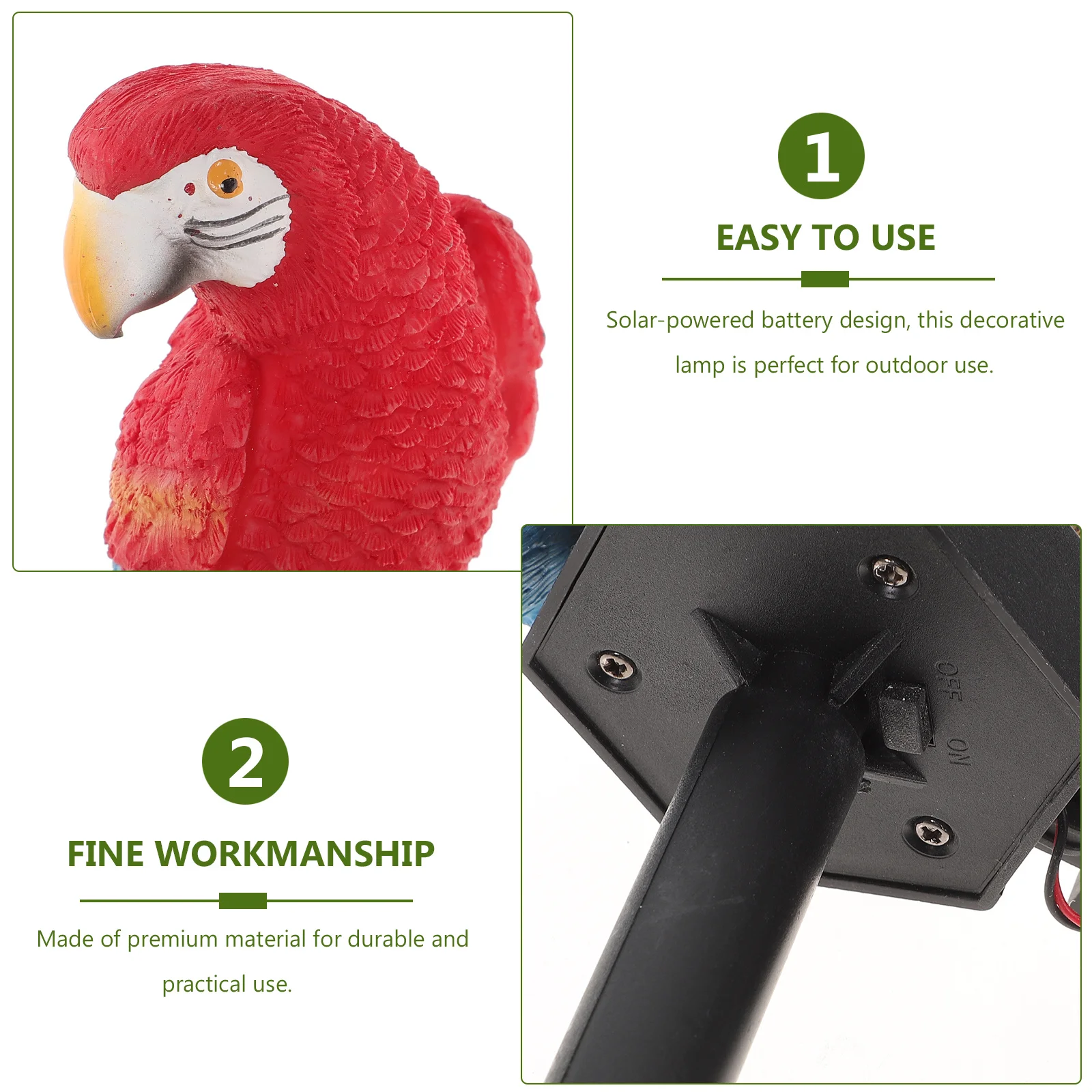 

1Pcs Solar Bird Light Red Durable Lawn Insert Decorative Lamp Garden Outdoor Solar Powered Waterproof Energy Saving