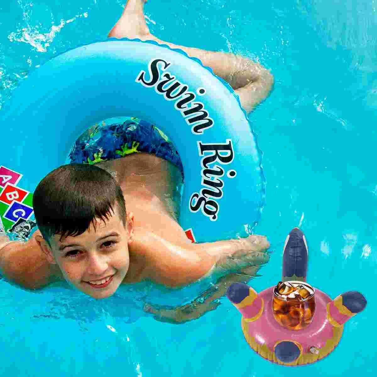 2 pçs papagaio coaster acampamento suporte de copo piscina esteira simples seguro brinquedo inflável pvc forma animal bandeja