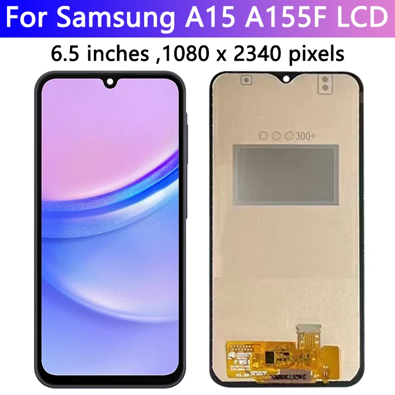 Digitizer layar sentuh LCD dengan bingkai, tampilan layar sentuh 6.5 "diuji untuk Samsung A15 A155F A155M A15 5G A156B A156E