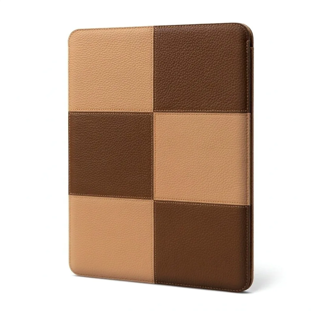 Checkered Laptop Sleeve 15.6 Inch PU Leather Water-Resistant Slim Protective Case for MacBook Air Pro 15 16 Ultrabook