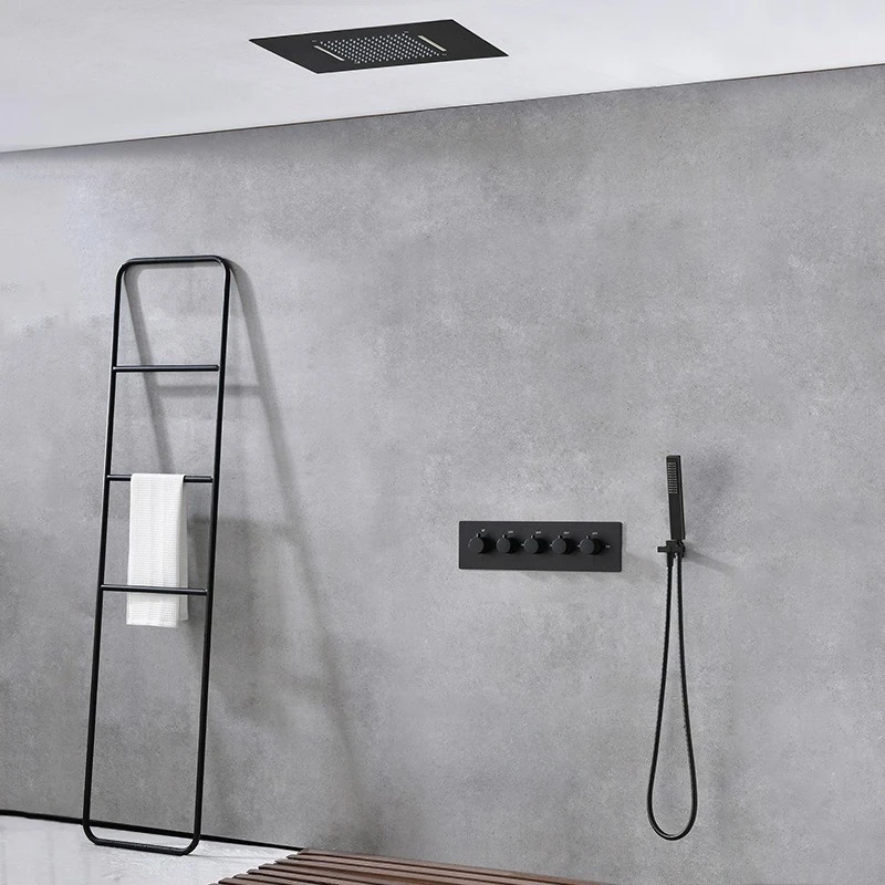 

Modern Thermostatic Concealed Shower System Intelligent Thermostat Ceiling Rain Shower Trim System Large-sized Bathroom Fixture