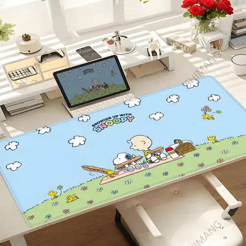 Alfombrilla de ratón grande para escritorio de juegos, alfombrilla para teclado de ordenador, alfombrillas de escritorio, alfombrillas de goma antideslizantes para jugador de juegos, alfombra para PC para alfombrilla de ratón Snoopy Kawaii