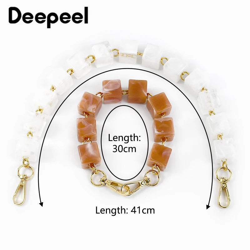 Deepeel 30/44cm Square Bead Handmade Bag Strap Resin Plastic Chain Purse Handbag Replacement Shoulder Straps DIY Accessories