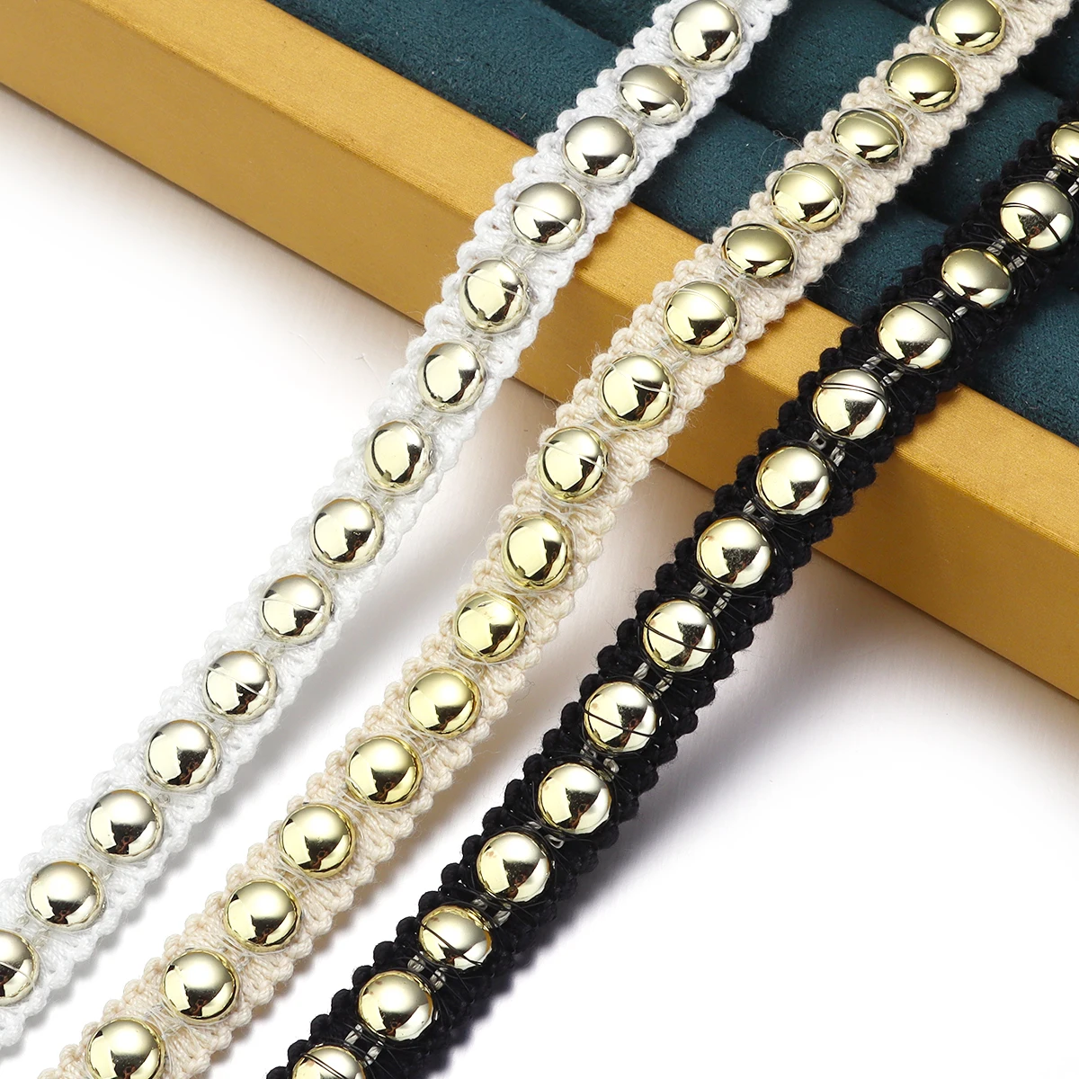 2 หลาโพลีเอสเตอร์ขนาดเล็กลมหอมลมเล็บลูกปัดลูกไม้ผ้าทอ Trim ลูกไม้ Trim เบาะสําหรับเย็บเครื่องแต่งกาย