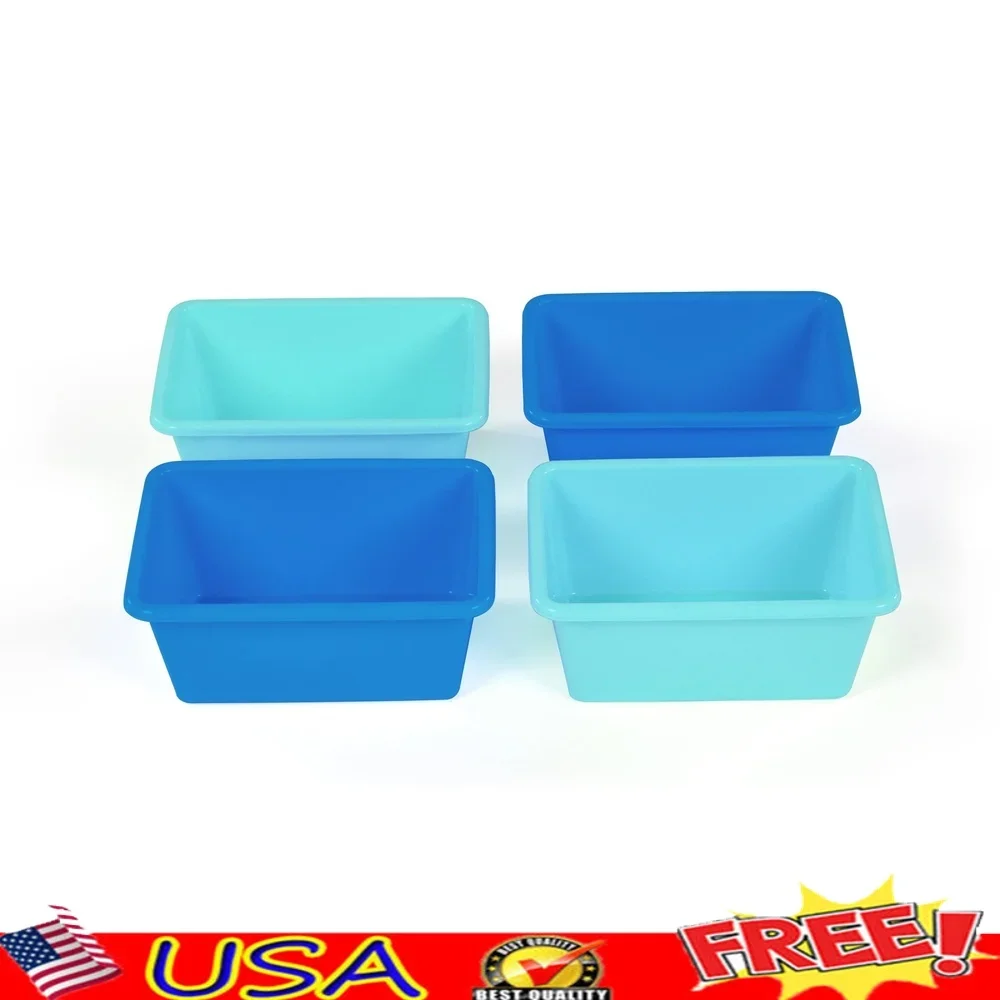 

Standard Plastic Storage Bins Set of 4 Stackable Waterproof Toy Organizers Kids Room Nursery Craft Supplies Home Office
