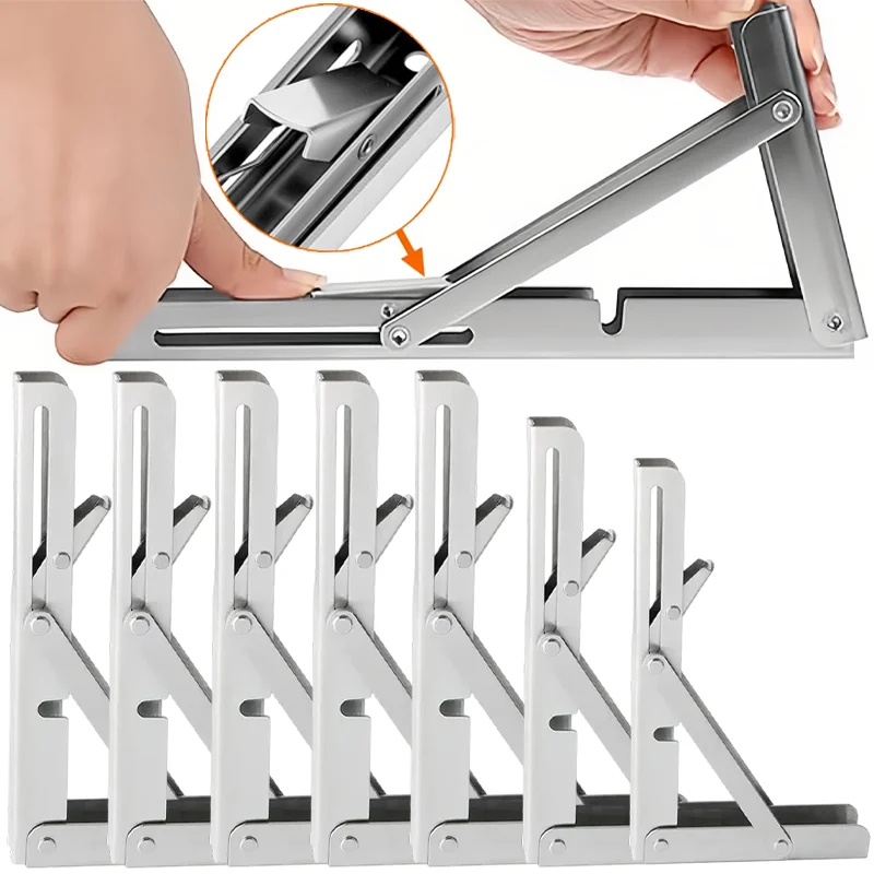 

Металлический складной угловой кронштейн с монтажными винтами, настенный, для стола, поддержки полки, регулируемый, треугольный, для мебели