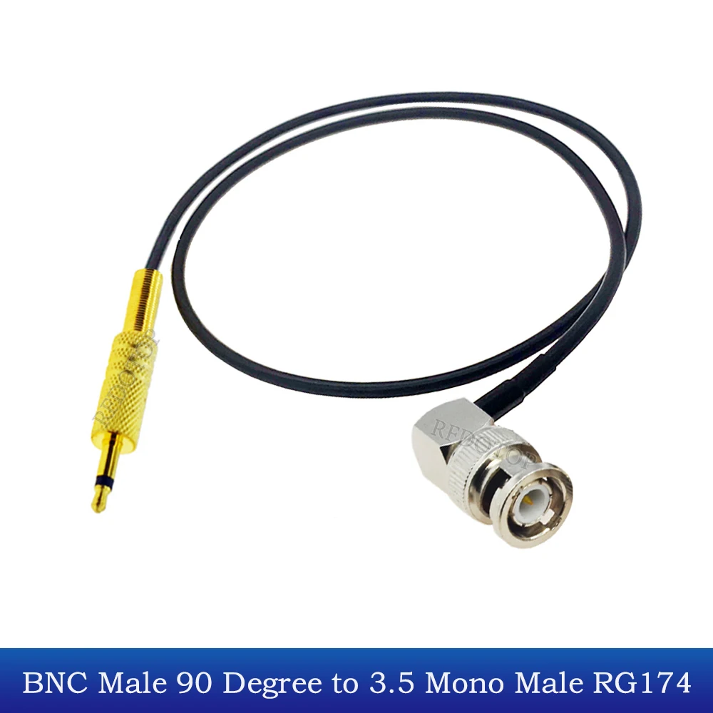 BNC Male 90 Degree to 3.5mm Mono Male 1/8