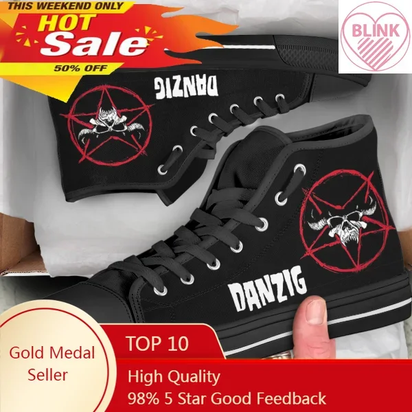 

Hot Cool Danzig Band Man Woman High Quality High Help Canvas Shoes Lightweight Casual Board Shoes Fashion Sneakers Canvas Shoes