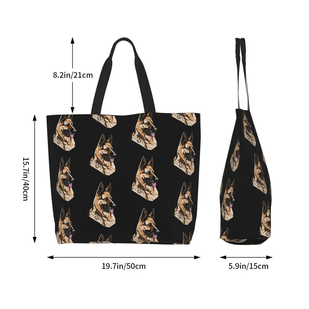 GERMAN SHEPHERD Shopping Tote Bag Canvas Large Capacity Shoulder Bags Shopper Grocery Handbag for Women