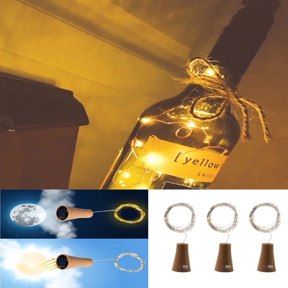 

Bar LED Solar Power Wine bottle cork string lights Waterproof bottle lights Garland outdoor Fairy Light Christmas Party Decor