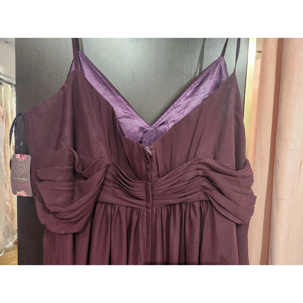 Spaghetti Strap Bridesmaid Dress Customized Sexy V-Neck Sleeveless A Line Bridesmaid Gown Women's Formal Evening Dresses Long