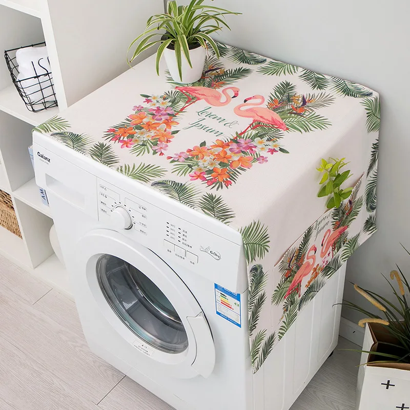 Nordic Washing Machine Cover Green Leaf Washing Machine Dust Cover Oven Microwave Refrigerator Protecor Modern Home Decor