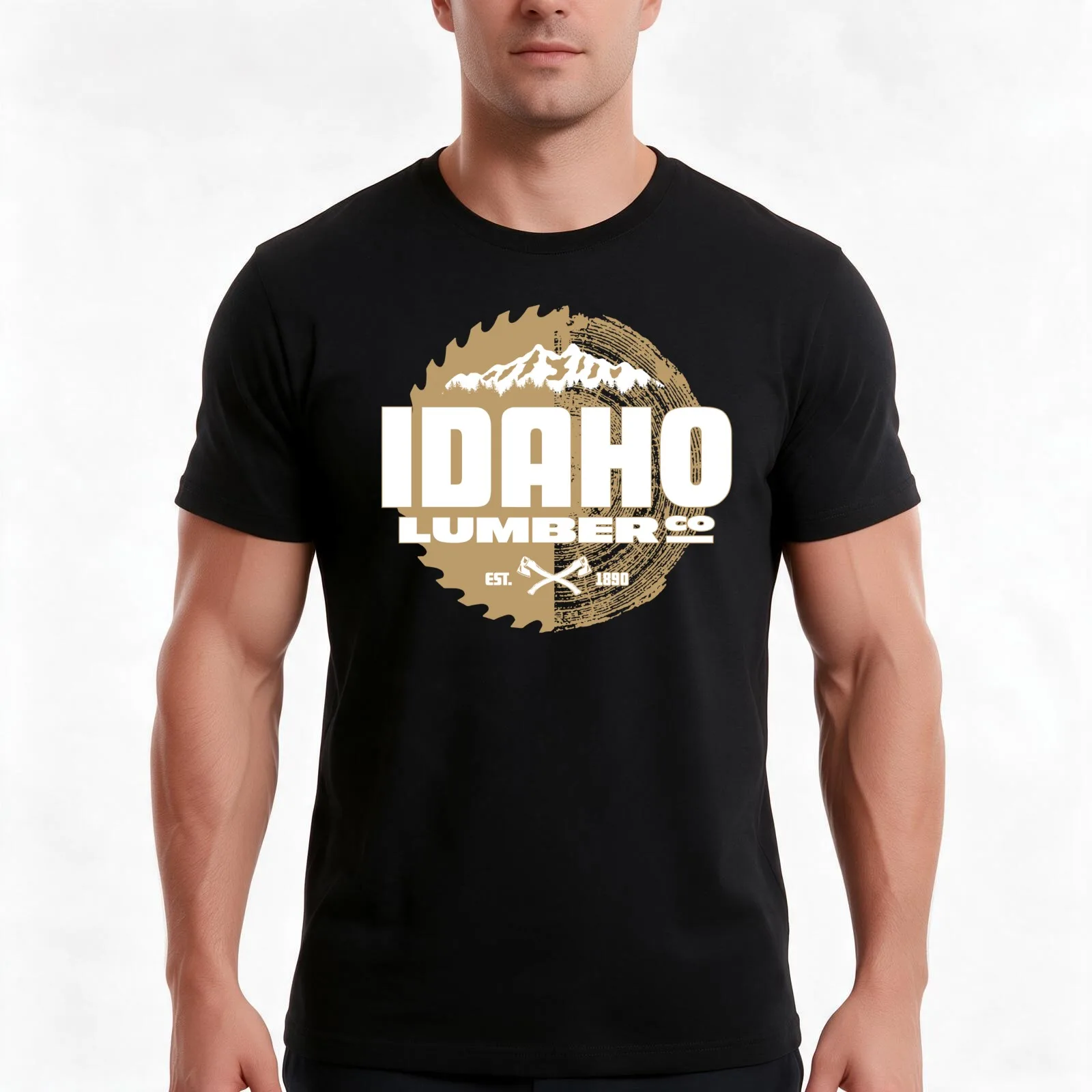Idaho Lumber Company Logo Idaho Roots Idaho Logging T-Shirt, Summer Casual Cotton Tee, Oversized Streetwear Tops, 100% Cotton