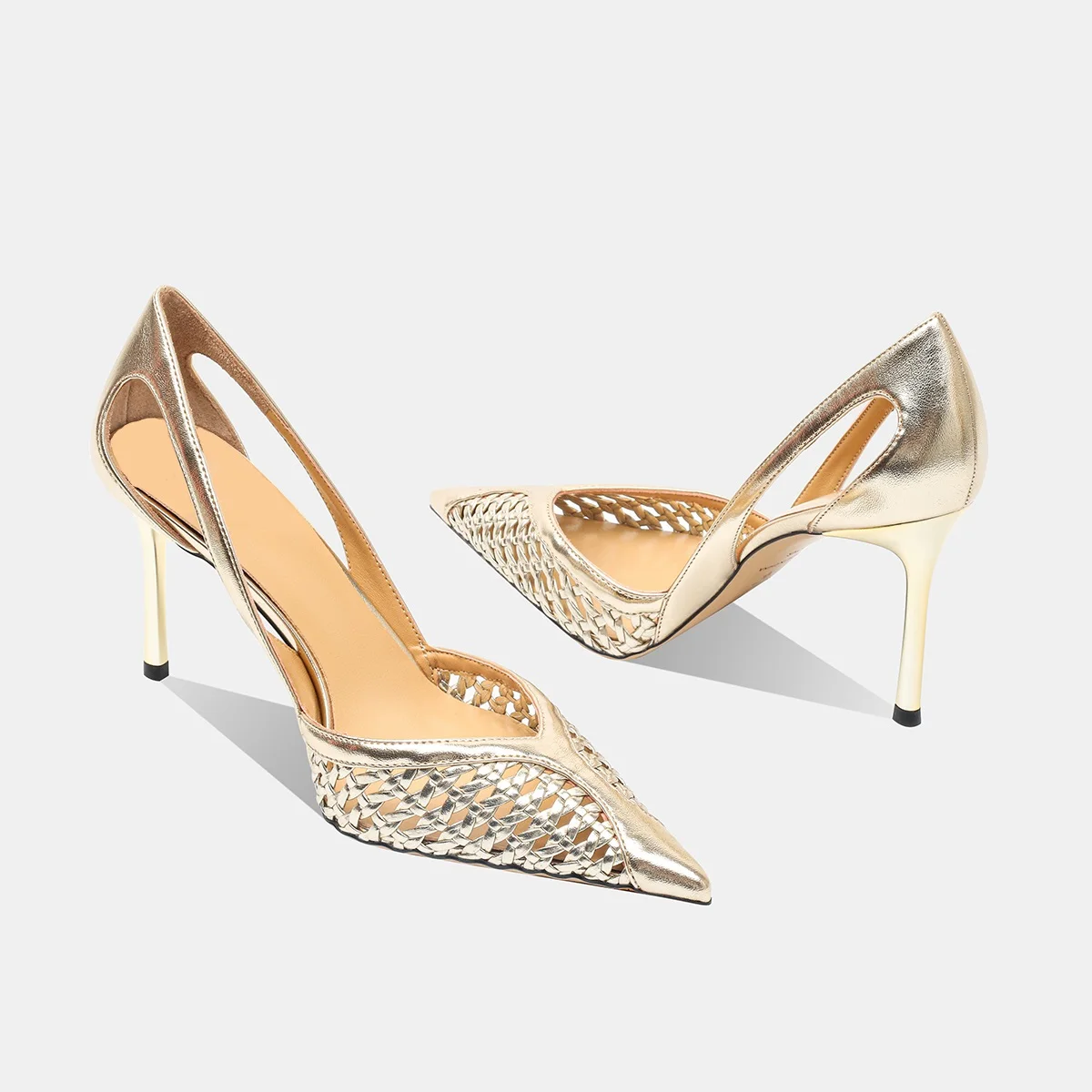 Women Fashion Hollow Mesh Sandals Brand Pointed Toe Shallow High Heel Sandals Comfort Elegant Thin Heel Designer Shoes Women image 2