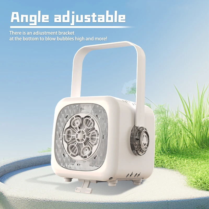 เครื่องเป่าฟองเป่าลมขนาดเล็กมากสำหรับกิจกรรมกลางแจ้งของเด็กอนุบาลเวทีเครื่องไร้แบตเตอรี่และน้ำฟอง