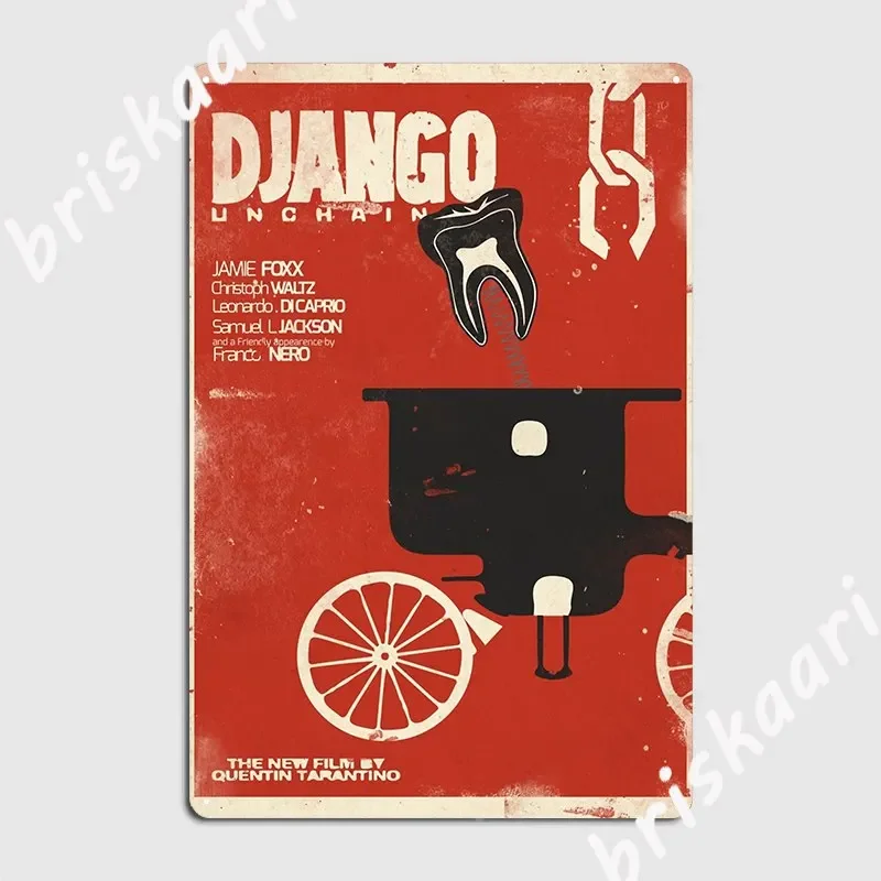 django-unencanned-quentin-tarantino-espaguete-ocidental-leonardo-di-caprio-christoph-valsa-jamie-fox-cartaz-placa-de-metal